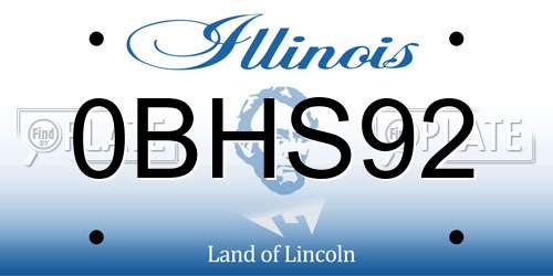 0BHS92 Illinois License Plate