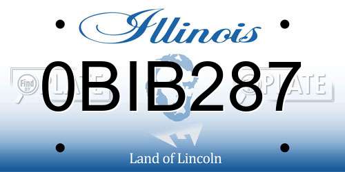 0BIB287 Illinois License Plate