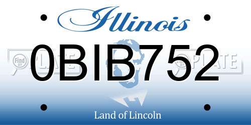 0BIB752 Illinois License Plate