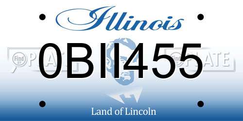 0BII455 Illinois License Plate