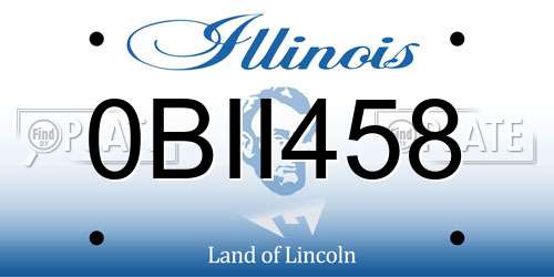 0BII458 Illinois License Plate