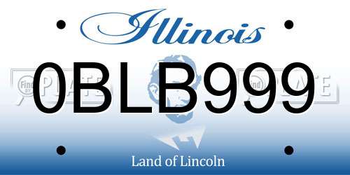 0BLB999 Illinois License Plate