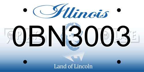 0BN3003 Illinois License Plate