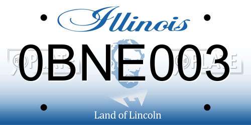 0BNE003 Illinois License Plate