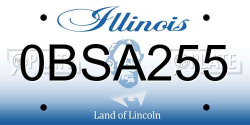 0BSA255 Illinois License Plate