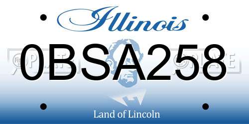 0BSA258 Illinois License Plate