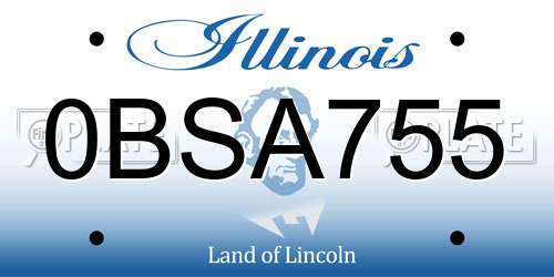 0BSA755 Illinois License Plate