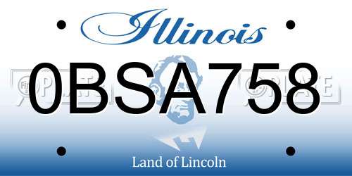 0BSA758 Illinois License Plate