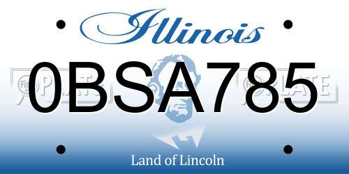 0BSA785 Illinois License Plate