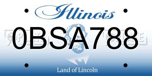 0BSA788 Illinois License Plate