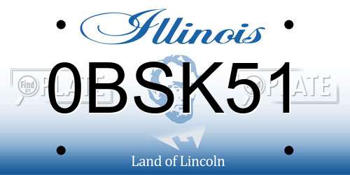 0BSK51 Illinois License Plate