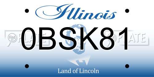 0BSK81 Illinois License Plate
