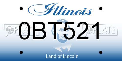 0BT521 Illinois License Plate