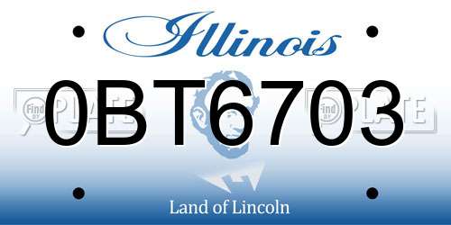 0BT6703 Illinois License Plate