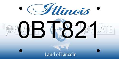 0BT821 Illinois License Plate