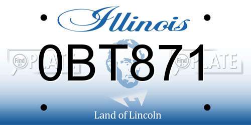 0BT871 Illinois License Plate