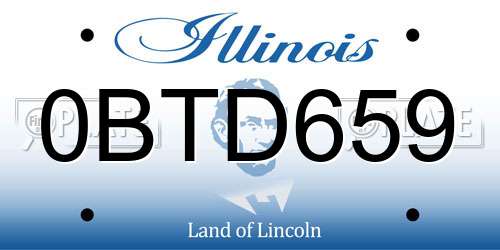 0BTD659 Illinois License Plate