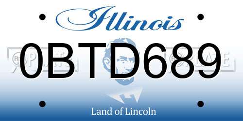 0BTD689 Illinois License Plate