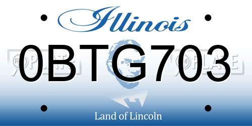 0BTG703 Illinois License Plate