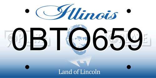 0BTO659 Illinois License Plate
