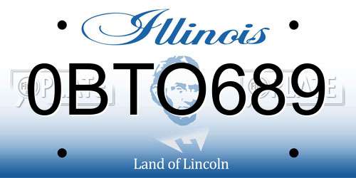 0BTO689 Illinois License Plate