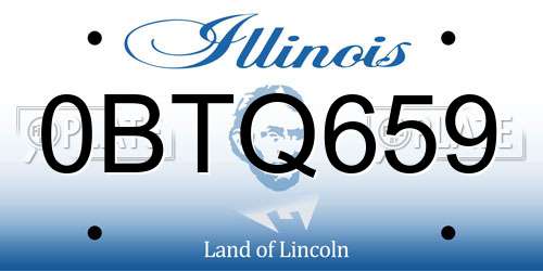 0BTQ659 Illinois License Plate