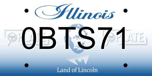 0BTS71 Illinois License Plate