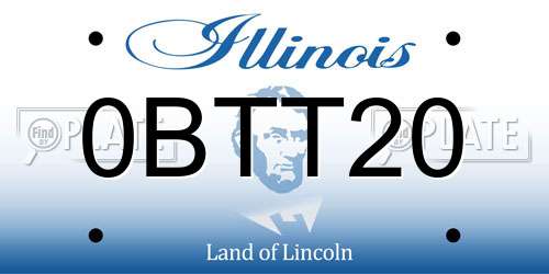 0BTT20 Illinois License Plate
