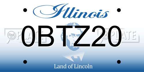 0BTZ20 Illinois License Plate