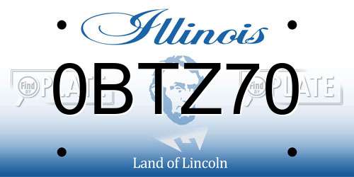 0BTZ70 Illinois License Plate
