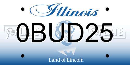 0BUD25 Illinois License Plate