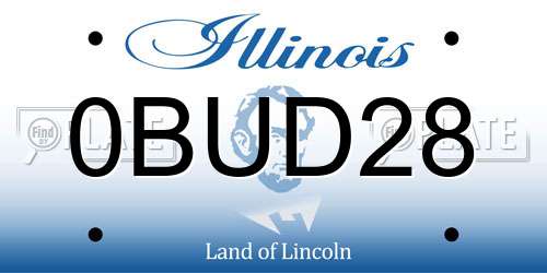 0BUD28 Illinois License Plate