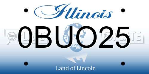 0BUO25 Illinois License Plate