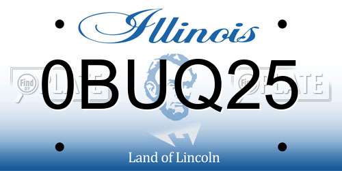 0BUQ25 Illinois License Plate