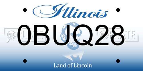 0BUQ28 Illinois License Plate