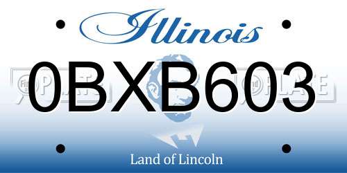 0BXB603 Illinois License Plate