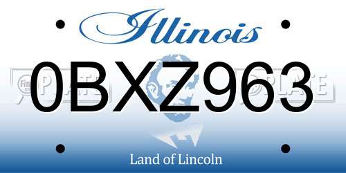 0BXZ963 Illinois License Plate