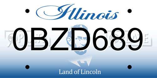 0BZD689 Illinois License Plate