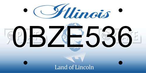 0BZE536 Illinois License Plate