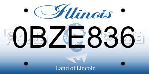 0BZE836 Illinois License Plate