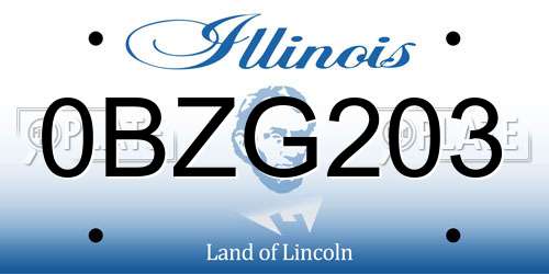0BZG203 Illinois License Plate