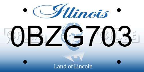 0BZG703 Illinois License Plate