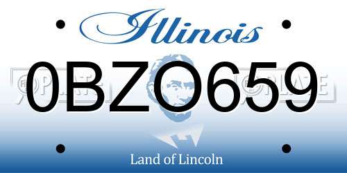 0BZO659 Illinois License Plate