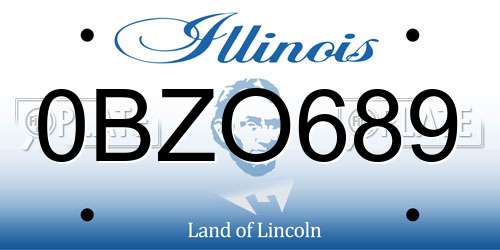 0BZO689 Illinois License Plate