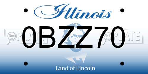 0BZZ70 Illinois License Plate