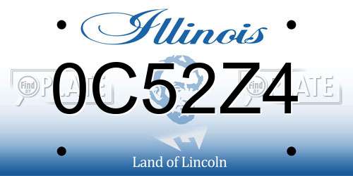 0C52Z4 Illinois License Plate