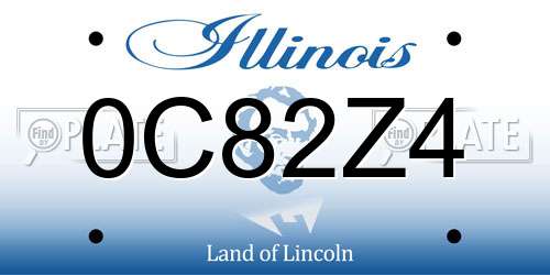 0C82Z4 Illinois License Plate