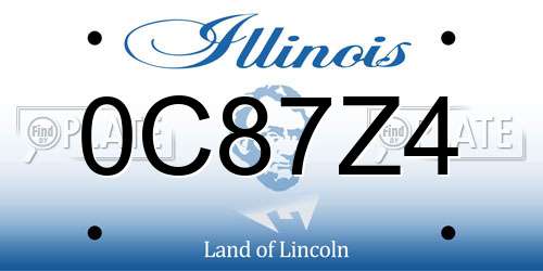0C87Z4 Illinois License Plate