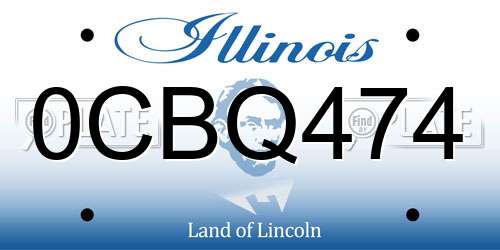 0CBQ474 Illinois License Plate