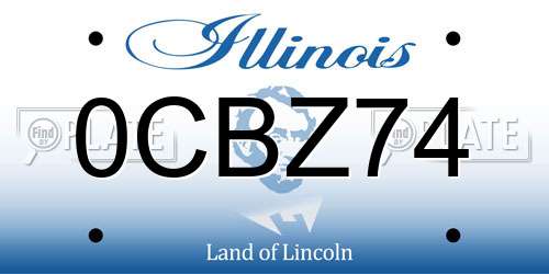 0CBZ74 Illinois License Plate